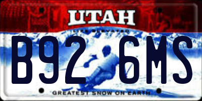 UT license plate B926MS