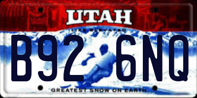 UT license plate B926NQ