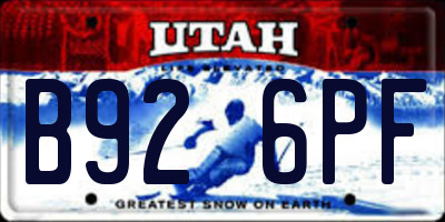 UT license plate B926PF