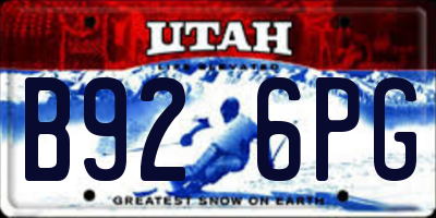 UT license plate B926PG