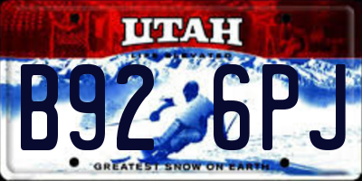 UT license plate B926PJ