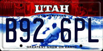 UT license plate B926PL