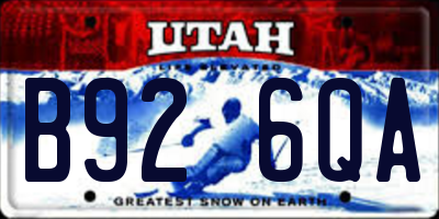 UT license plate B926QA