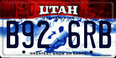 UT license plate B926RB