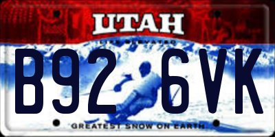 UT license plate B926VK