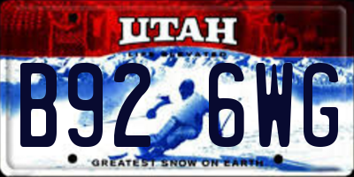 UT license plate B926WG