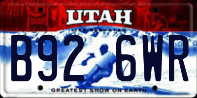 UT license plate B926WR
