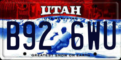 UT license plate B926WU