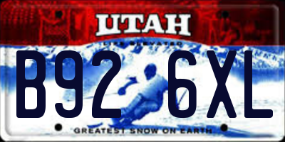 UT license plate B926XL