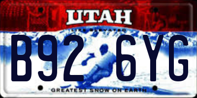 UT license plate B926YG