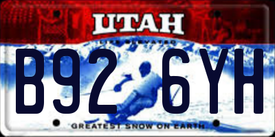 UT license plate B926YH