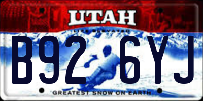 UT license plate B926YJ