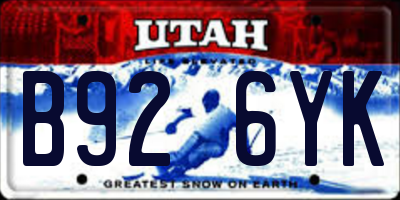 UT license plate B926YK