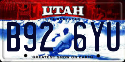 UT license plate B926YU