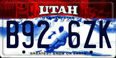 UT license plate B926ZK
