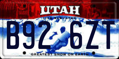 UT license plate B926ZT