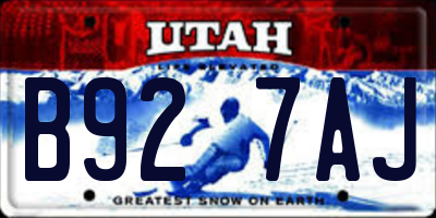 UT license plate B927AJ