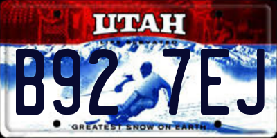UT license plate B927EJ