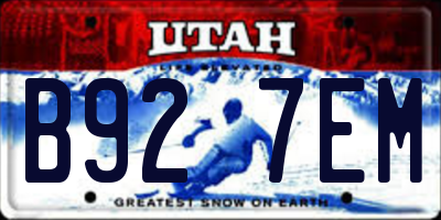 UT license plate B927EM
