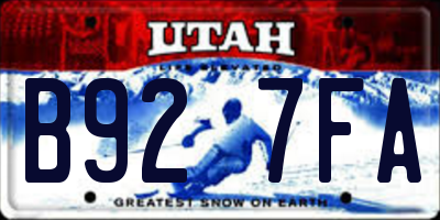 UT license plate B927FA