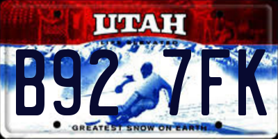 UT license plate B927FK