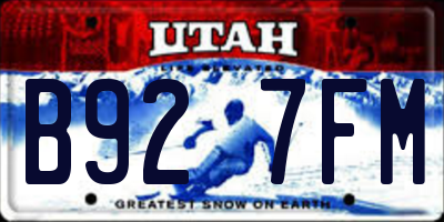 UT license plate B927FM