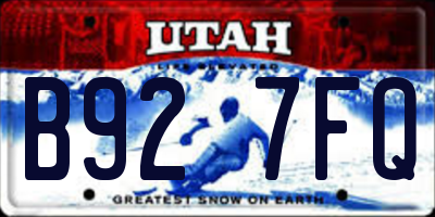 UT license plate B927FQ