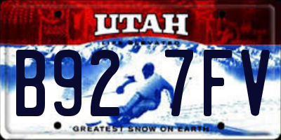 UT license plate B927FV