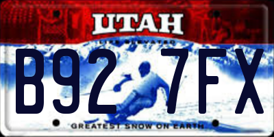 UT license plate B927FX