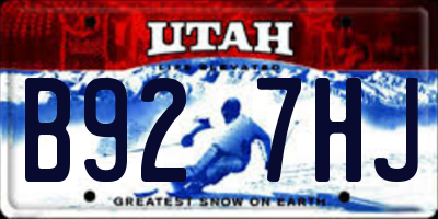 UT license plate B927HJ