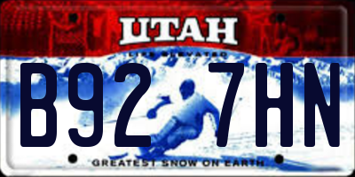 UT license plate B927HN