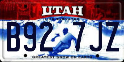 UT license plate B927JZ