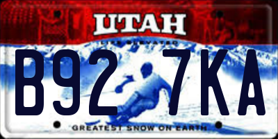 UT license plate B927KA