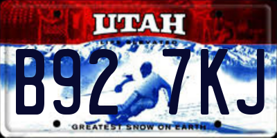 UT license plate B927KJ