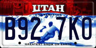 UT license plate B927KO