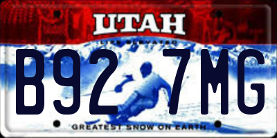UT license plate B927MG