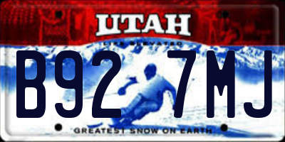UT license plate B927MJ