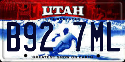 UT license plate B927ML