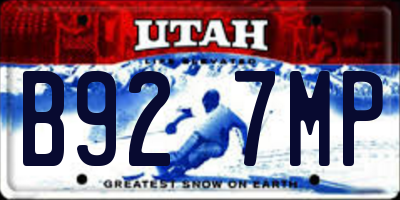 UT license plate B927MP