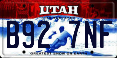UT license plate B927NF
