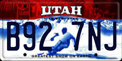 UT license plate B927NJ