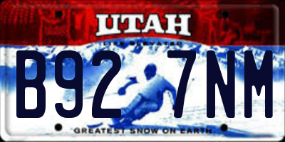 UT license plate B927NM
