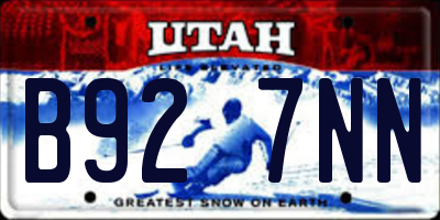 UT license plate B927NN