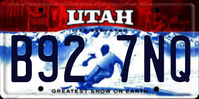 UT license plate B927NQ
