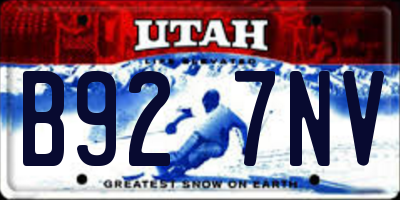 UT license plate B927NV