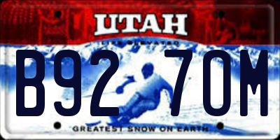 UT license plate B927OM