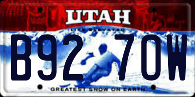 UT license plate B927OW