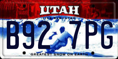 UT license plate B927PG