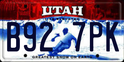 UT license plate B927PK