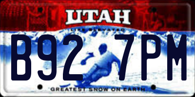 UT license plate B927PM